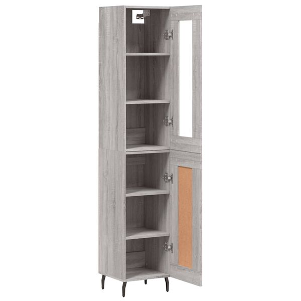 vidaXL Buffet haut Sonoma gris 34,5x34x180 cm Bois d'ing&eacute;nierie