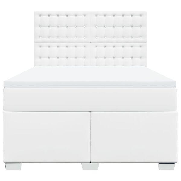 vidaXL Sommier &agrave; lattes de lit avec matelas Blanc 160x200cm Similicuir