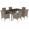 vidaXL Ensemble &agrave; manger de jardin et coussins 7 pcs gris rotin verre