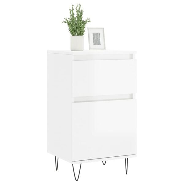 vidaXL Buffets 2 pcs blanc brillant 40x35x70 cm bois d'ing&eacute;nierie