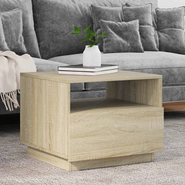 vidaXL Table basse avec lumières LED chêne sonoma 50x49x40 cm