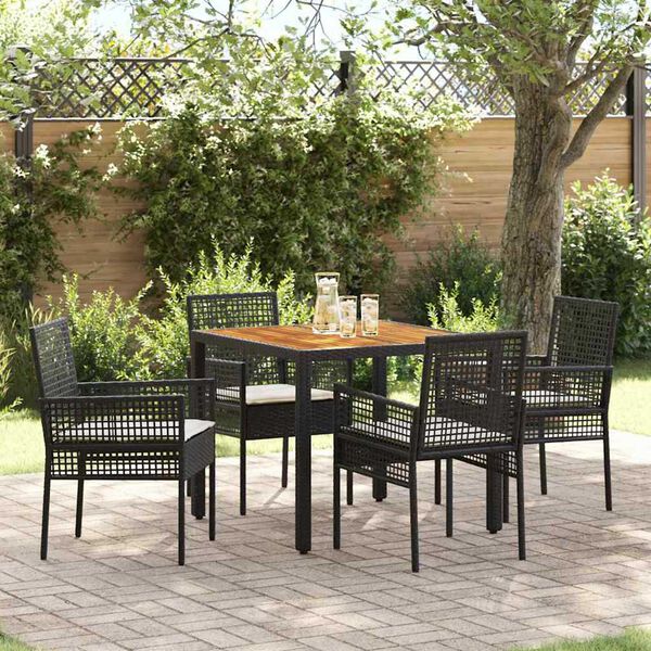 vidaXL Ensemble de salle &agrave; manger pour jardin 5 pcs Noir polyrotin
