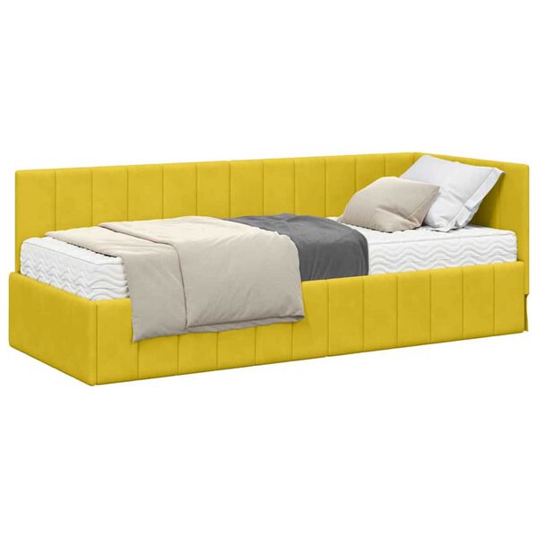 vidaXL Cadre de lit d'angle avec matelas Jaune 80 x 200 cm Velours