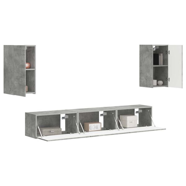 vidaXL Ensemble meuble TV 5 pcs Gris b&eacute;ton Bois d'ing&eacute;nierie