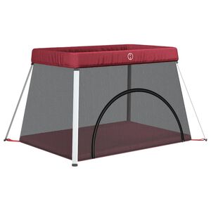 vidaXL Parc pour b&eacute;b&eacute; avec matelas Rouge Tissu de lin