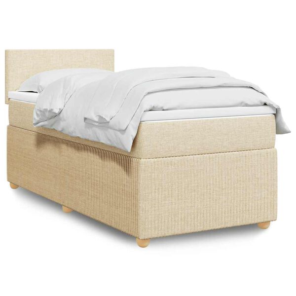 vidaXL Sommier &agrave; lattes de lit avec matelas Cr&egrave;me 90x200 cm Tissu