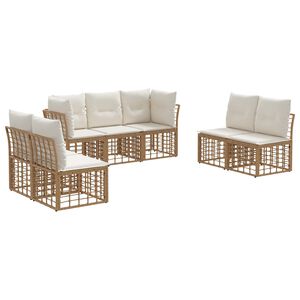 vidaXL Ensemble de canap&eacute;s d'ext&eacute;rieur 7 pcs Naturel Polyester