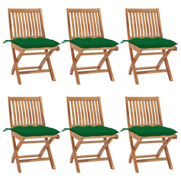 vidaXL Chaises pliables de jardin avec coussins lot de 6 Bois de teck