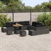 vidaXL Ensemble de canap&eacute; de jardin avec coussin 13 pcs Noir polyrotin