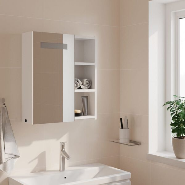 vidaXL Armoire de salle de bain &agrave; miroir avec LED blanc 45x13x52 cm