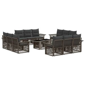 vidaXL Ensemble de canap&eacute; de jardin 13 pc Gris et Gris fonc&eacute; polyrotin