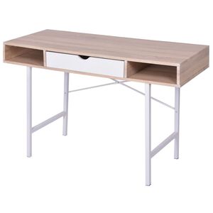 vidaXL Bureau avec 1 compartiment Ch&ecirc;ne et blanc