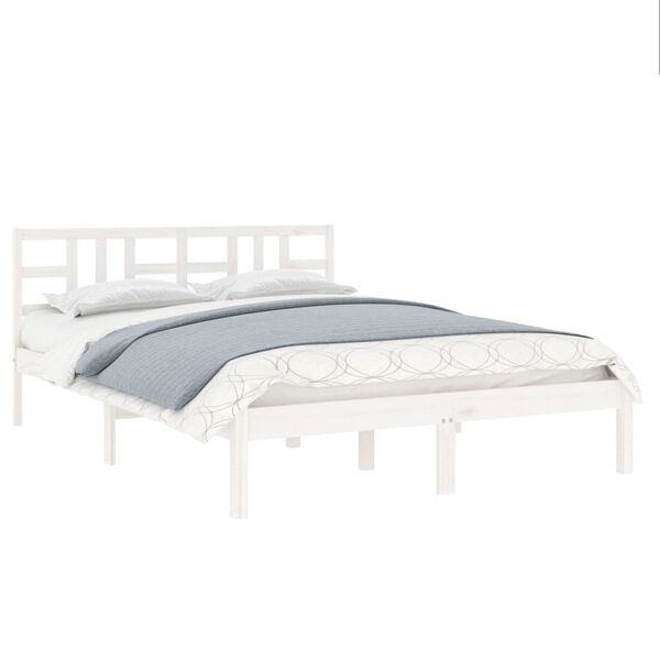 vidaXL Cadre de lit sans matelas blanc 200x200 cm bois massif