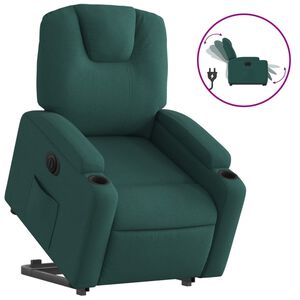 vidaXL Fauteuil inclinable &eacute;lectrique vert fonc&eacute; tissu