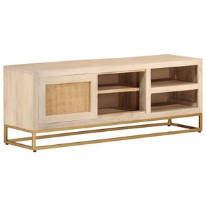 vidaXL Meuble TV 110x30x40 cm bois massif de manguier et fer