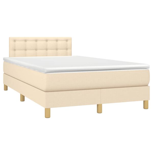 vidaXL Sommier &agrave; lattes de lit avec matelas cr&egrave;me 120x190 cm tissu