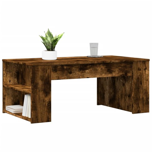 vidaXL Table basse ch&ecirc;ne fum&eacute; 102x55x42 cm bois d'ing&eacute;nierie