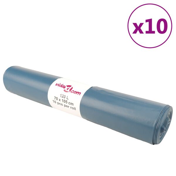 vidaXL Sacs poubelles 100 pcs bleu 120 L