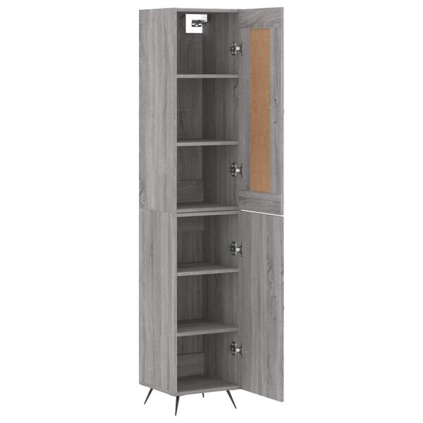 vidaXL Buffet haut Sonoma gris 34,5x34x180 cm Bois d'ing&eacute;nierie