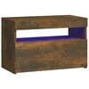 vidaXL Table de chevet avec lumi&egrave;res LED Ch&ecirc;ne fum&eacute; 60x35x40 cm
