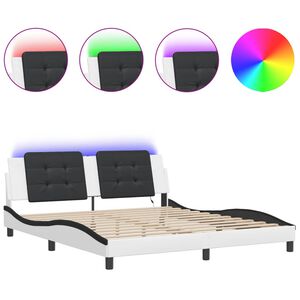vidaXL Cadre de lit avec LED sans matelas Zadar blanc et noir 180x200 cm