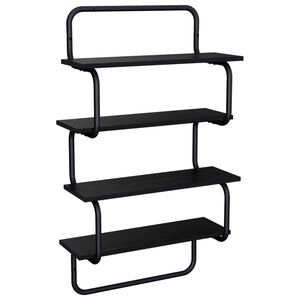 vidaXL &Eacute;tag&egrave;re murale &agrave; 4 niveaux Ch&ecirc;ne noir 60 x 24,5 x 104 cm