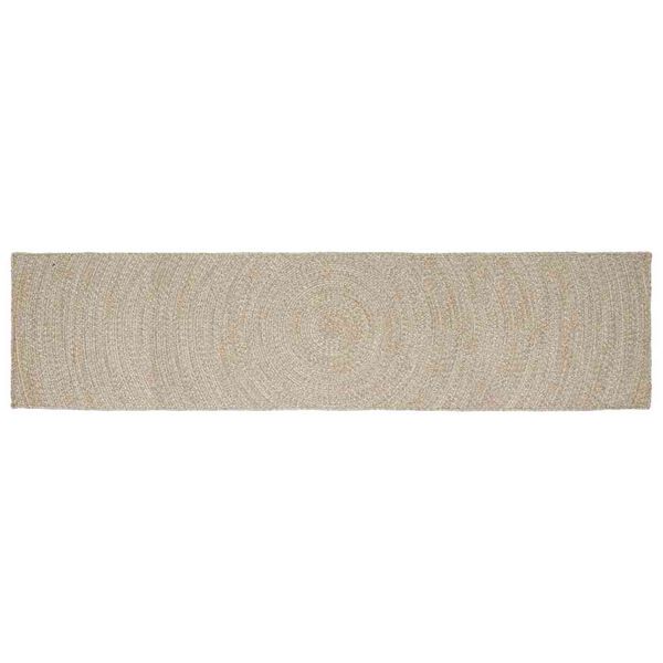vidaXL Tapis de surface Rectangulaire Naturel et Blanc 60 x 400 cm