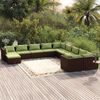 vidaXL Salon de jardin 11 pcs avec coussins R&eacute;sine tress&eacute;e Marron