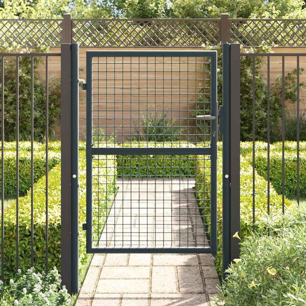 vidaXL Portail de jardin grillagé en acier galvanisé gris 100 x 125 cm