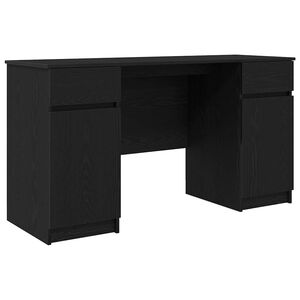 vidaXL Bureau avec porte Ch&ecirc;ne noir 140 x 49 x 76 cm Bois d'ing&eacute;nierie
