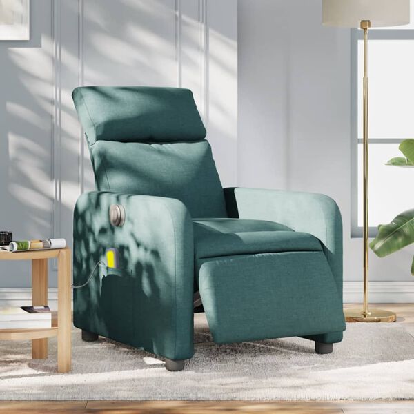 vidaXL Fauteuil de massage inclinable &eacute;lectrique Vert fonc&eacute; Tissu
