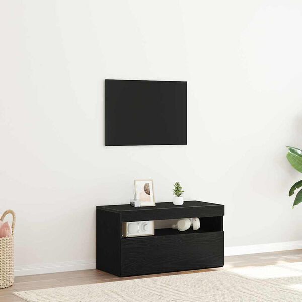 vidaXL Meuble TV Ch&ecirc;ne noir 75 x 35 x 40 cm Bois d'ing&eacute;nierie
