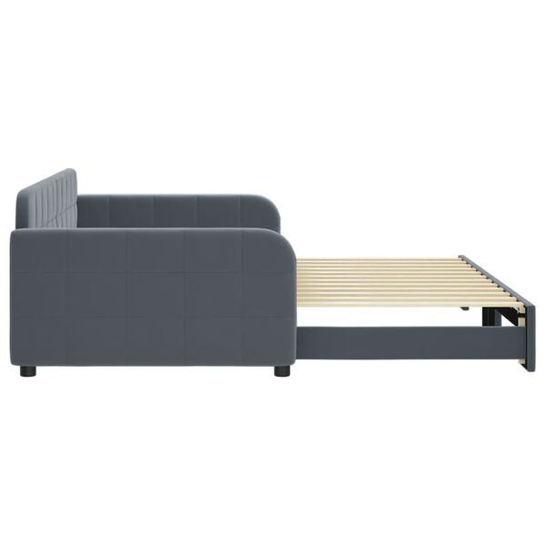 vidaXL Lit de jour avec gigogne sans matelas gris fonc&eacute; 100x200 cm