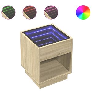 vidaXL Table basse avec LED infini ch&ecirc;ne sonoma 40x40x50 cm