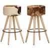 vidaXL Tabourets de bar lot de 2 cuir v&eacute;ritable et bois de manguier