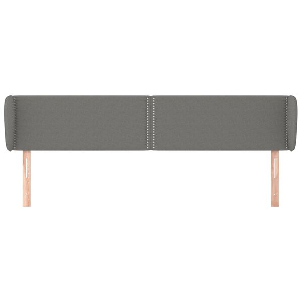 vidaXL T&ecirc;te de lit avec oreilles Gris fonc&eacute; 163x23x78/88 cm Tissu