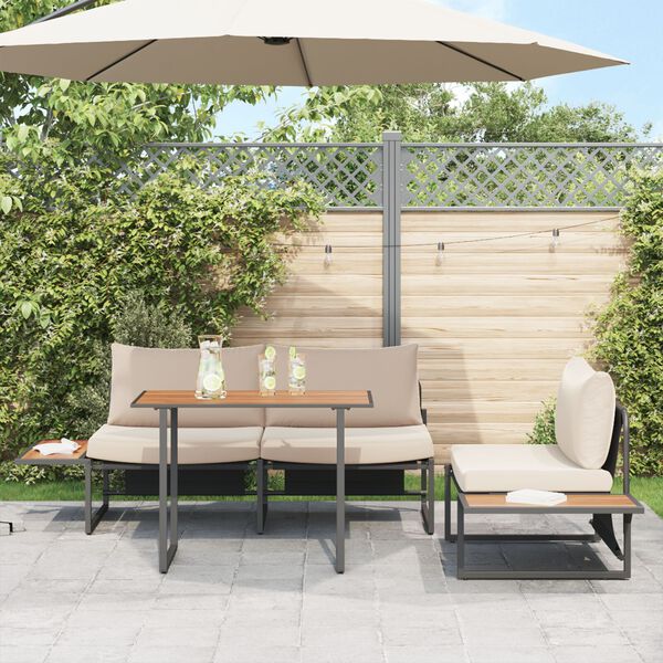 vidaXL Ensemble de salle à manger pour jardin 3 pcs Taupe Acier