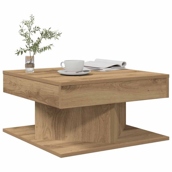 vidaXL Table basse ch&ecirc;ne artisanal 55x55x30 cm bois d'ing&eacute;nierie