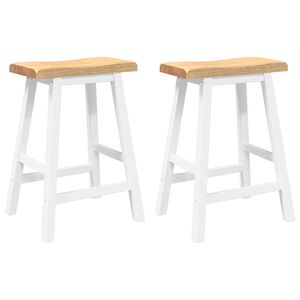vidaXL Tabourets de bar (lot de 2) en bois massif blanc et caoutchouc