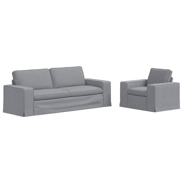 vidaXL Canap&eacute; 2 pcs Gris clair 182 x 80 x 82 cm tissu
