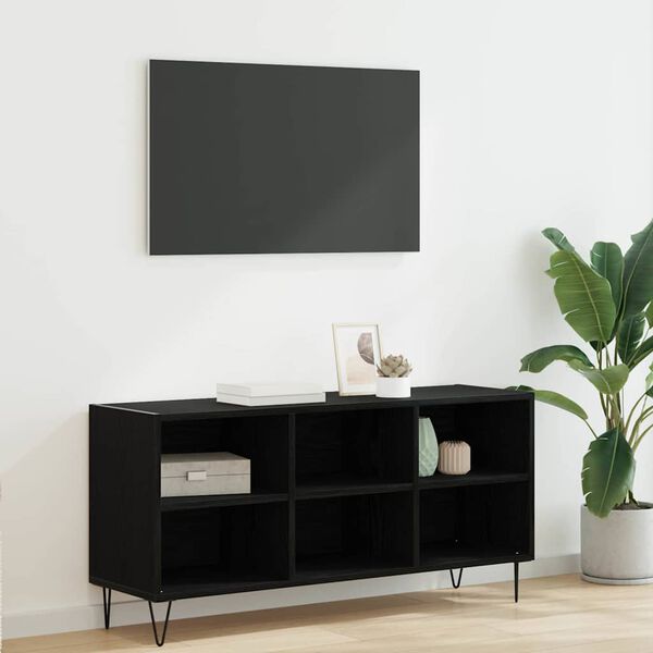 vidaXL Meuble TV Ch&ecirc;ne noir 103,5 x 30 x 50 cm Bois d'ing&eacute;nierie