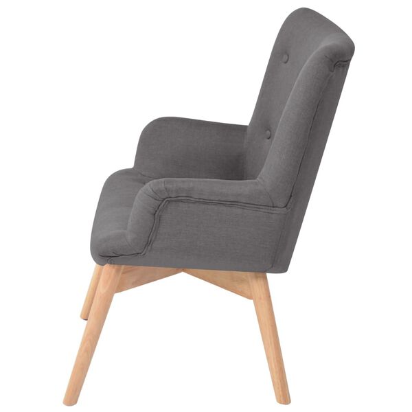 vidaXL Fauteuil avec repose-pied gris tissu