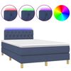 vidaXL Sommier &agrave; lattes de lit matelas et LED bleu 120x190 cm tissu