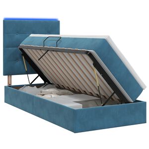 vidaXL Lit de rangement LED avec matelas Bleu fonc&eacute; 90 x 200 cm