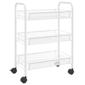 vidaXL Chariot de cuisine &agrave; 3 niveaux Blanc 46x26x64 cm Fer