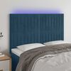 vidaXL T&ecirc;te de lit &agrave; LED Bleu fonc&eacute; 144x5x118/128 cm Velours