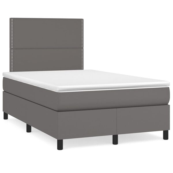 vidaXL Sommier &agrave; lattes de lit avec matelas gris 120x190 cm similicuir