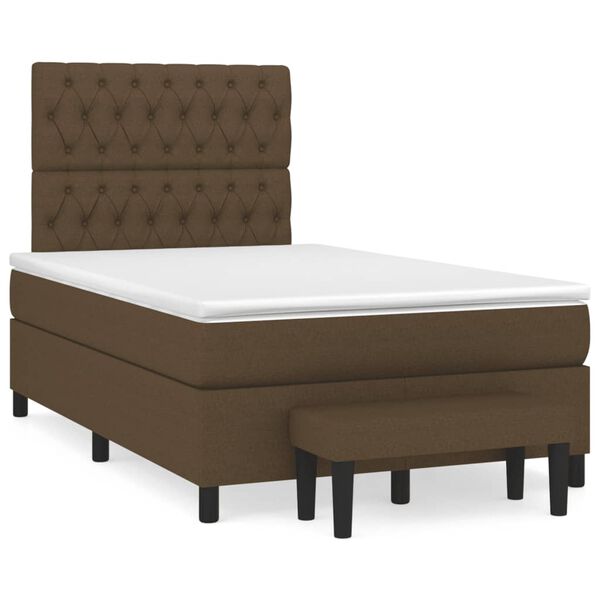 vidaXL Sommier &agrave; lattes de lit et matelas marron fonc&eacute; 120x190cm tissu