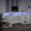 vidaXL Bureau avec lumi&egrave;res LED blanc 200x55x91 cm bois d'ing&eacute;nierie