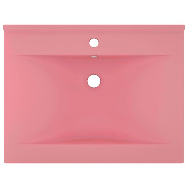 vidaXL Lavabo avec trou de robinet Rose mat 60x46 cm C&eacute;ramique